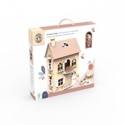 Ξύλινο παιδικό παιχνίδι Κουκλόσπιτο με σετ επίπλων και χαρακτήρων