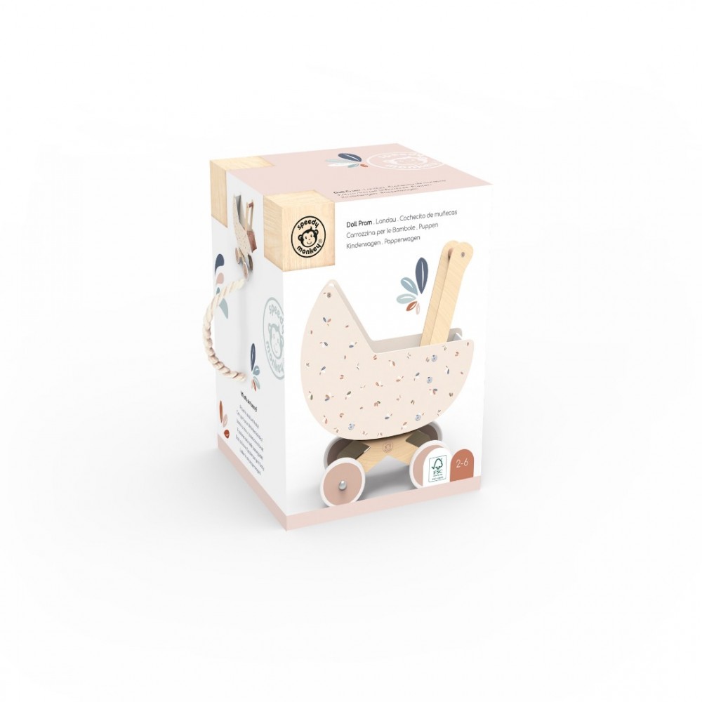 Ξύλινο παιδικό παιχνίδι Καροτσάκι κούκλας