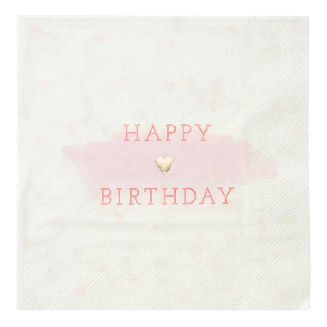 Χαρτοπετσέτες ρόζ Happy Birthday