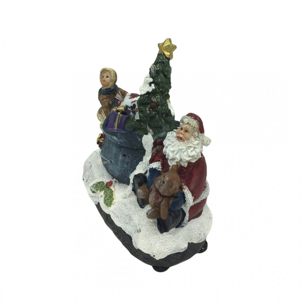 Χριστουγεννιάτικo φωτιζόμενο διακοσμητικό με τον Άγιο Βασίλη και τον σάκο του με τα δώρα 9 x 9 x 11