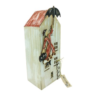 Γούρι επιτοίχιο καδράκι - σπιτάκι Mary Poppins ξύλινο λευκό 32x12.5x10