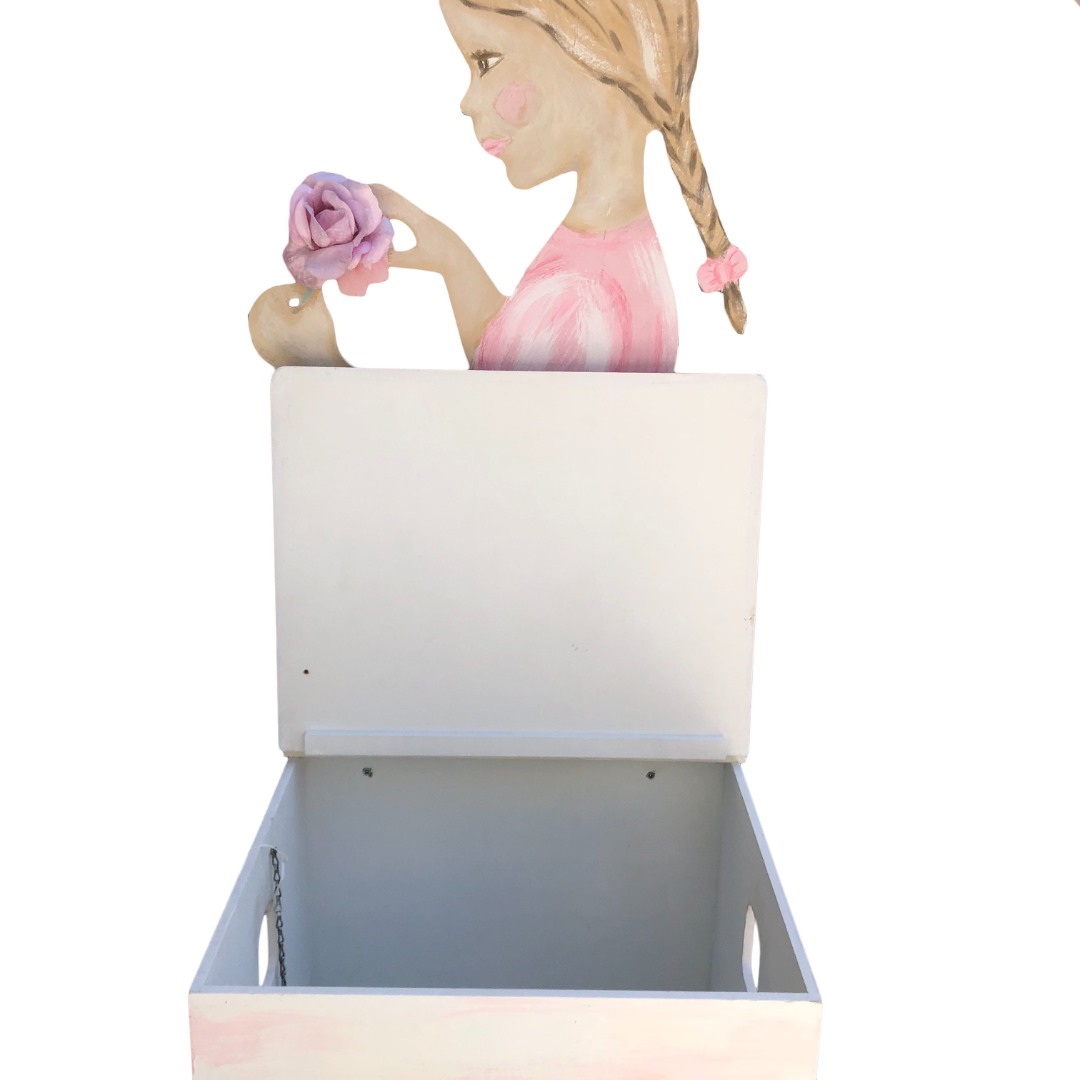 Κουτί Βάπτισης για κορίτσι Ροζ κοριτσάκι - καρέκλα