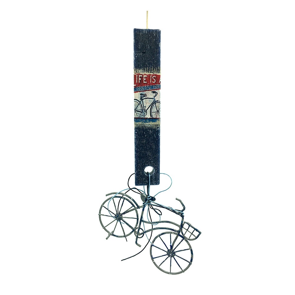 Λαμπάδα μαύρη με κρεμαστό μεταλλικό ποδήλατο