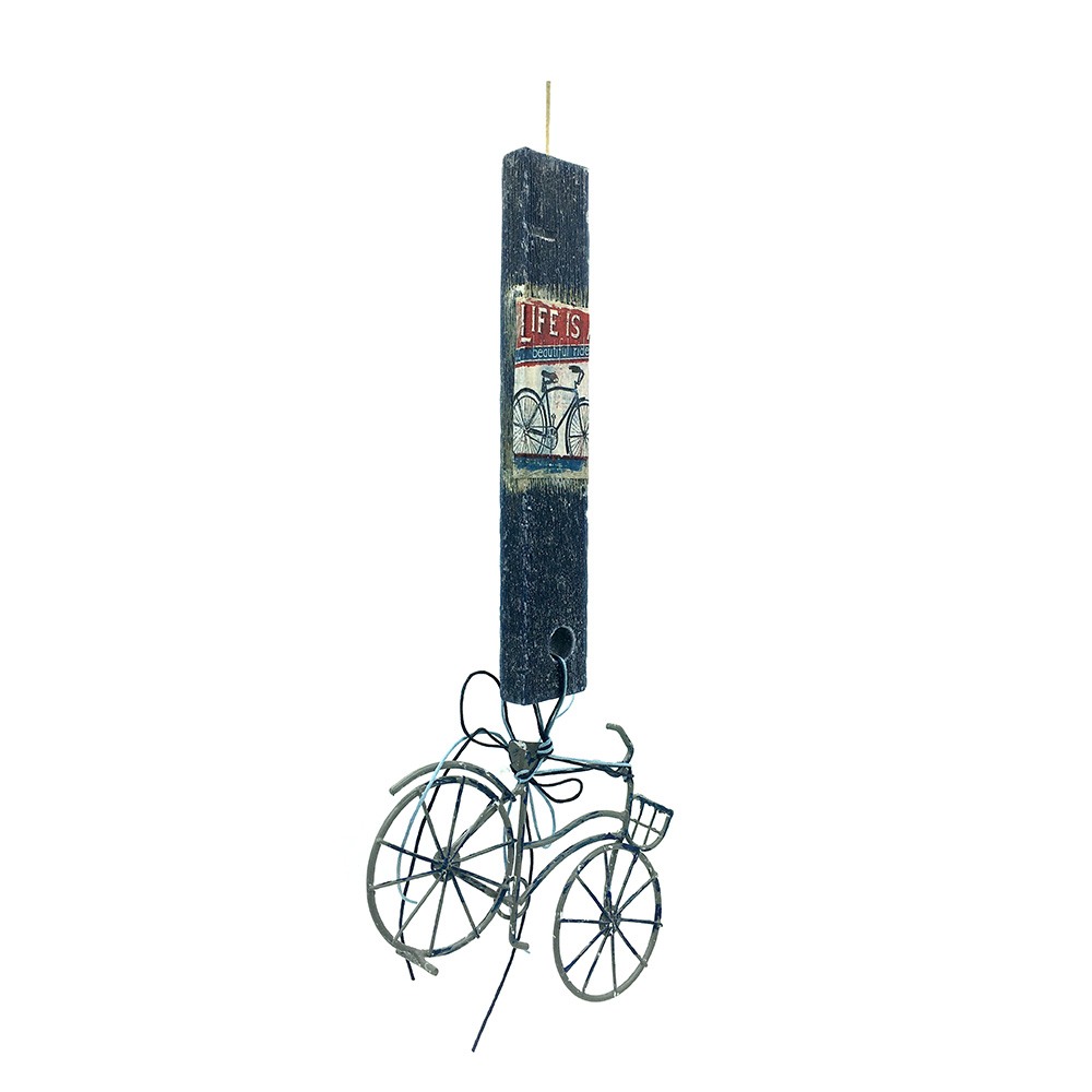 Λαμπάδα μαύρη με κρεμαστό μεταλλικό ποδήλατο