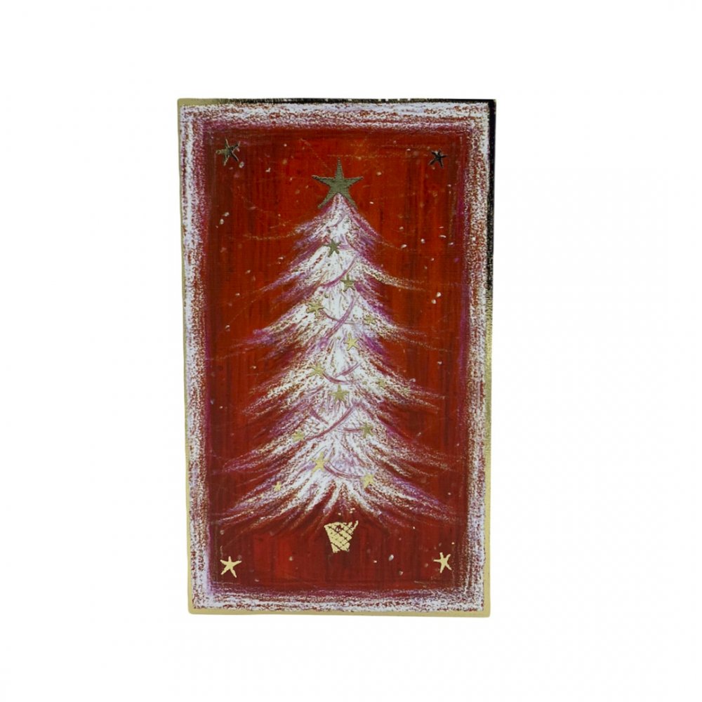 Ευχετήρια κάρτα Χριστουγεννιάτικη με Δέντρο και αστέρια 19 Χ 11