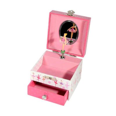 Μουσικό κουτί - Μπιζουτιέρα ballerina ροζ τετράγωνη