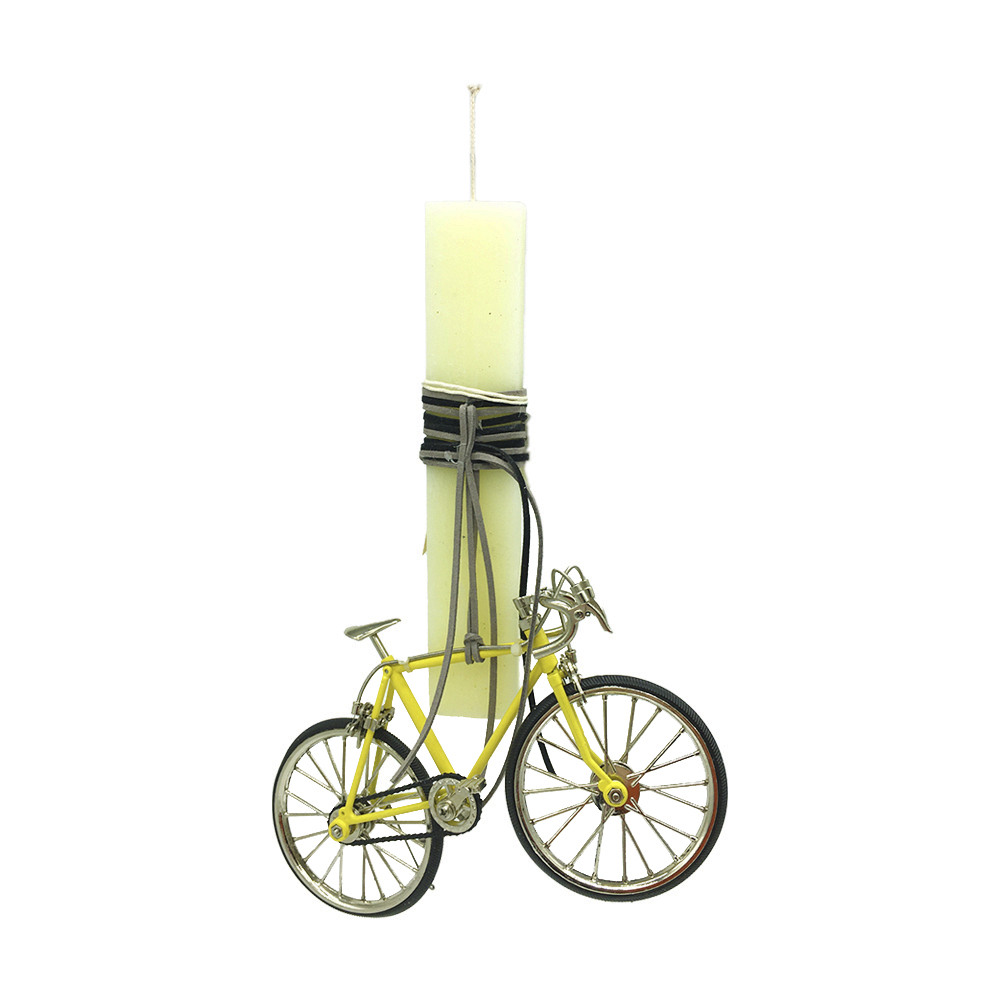 Λαμπάδα με κίτρινο μεταλλικό αθλητικό ποδήλατο