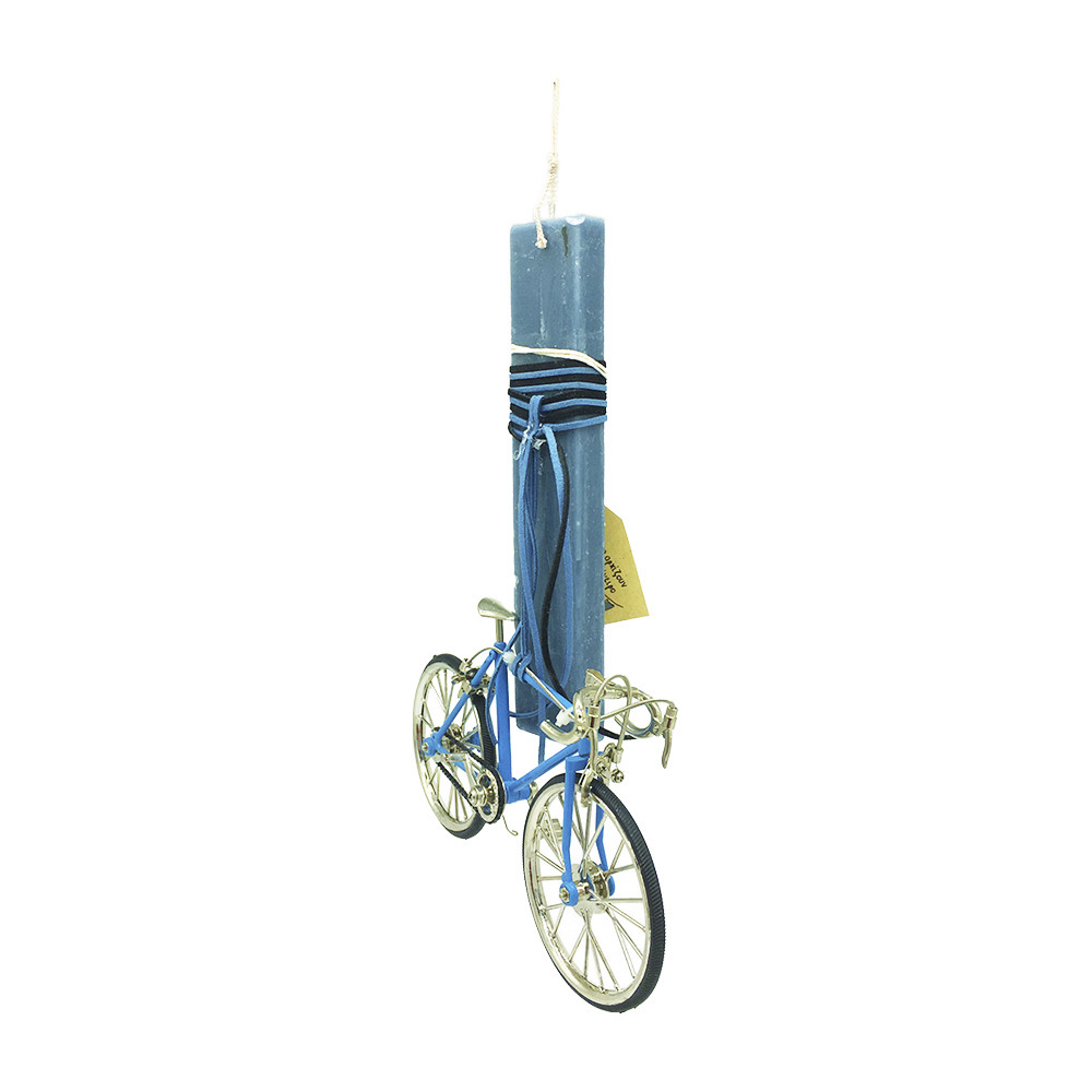 Λαμπάδα με μπλε μεταλλικό αθλητικό ποδήλατο