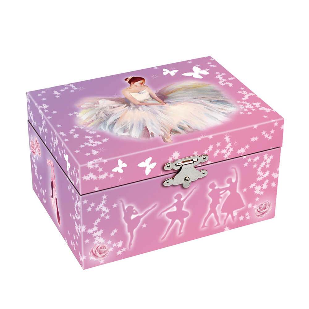Μουσικό κουτί - Μπιζουτιέρα μπαλαρίνα ροζ ορθογώνια